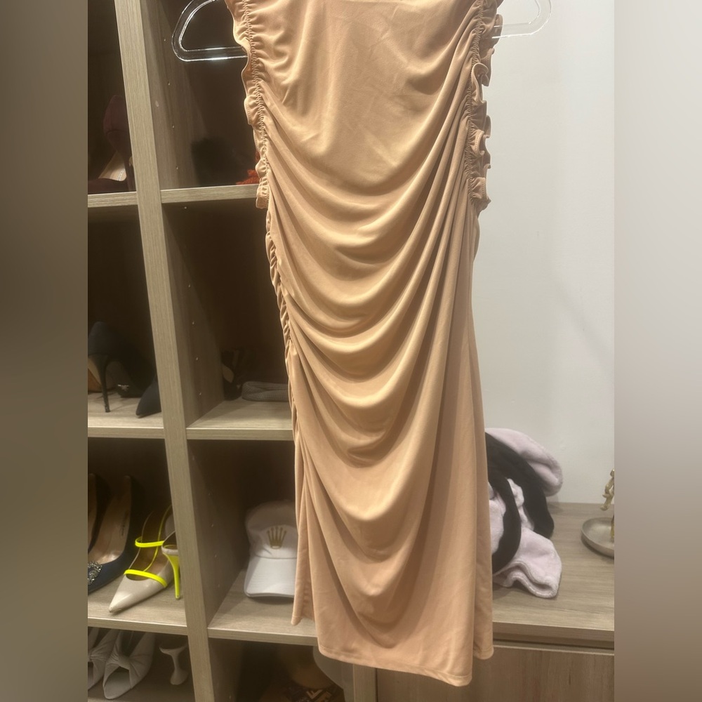 Zara shirred dress in nude